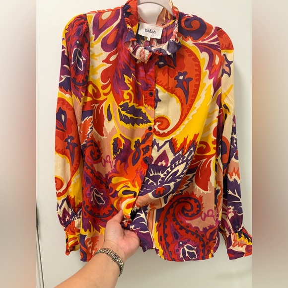 BA&SH Natsy Shirt In Vert Floral Print Blouse  Size 1 - Picture 7 of 15